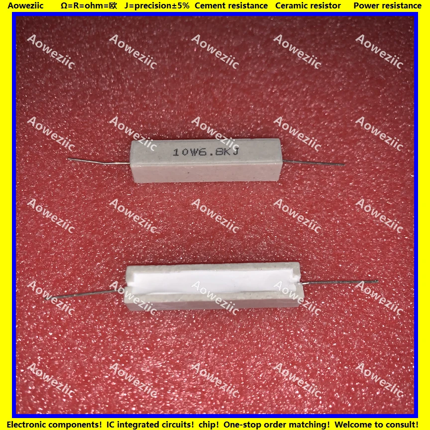 

10Pcs RX27 Horizontal cement resistor 10W 6.8K ohm 10W6K8J 10W6.8K 6800 ohm Ceramic Resistance precision 5% Power resistance