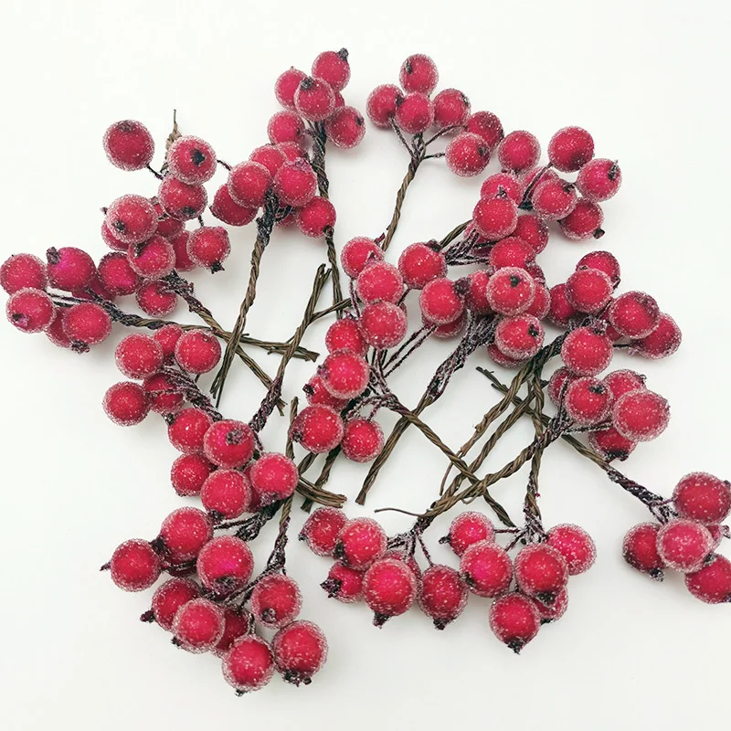 (10pcs/bag) 4x7cm Christmas Berry Flower Bundle Crystal Berry Imitation Fruit Xmas Tree Decoration Wedding Decoration Wreath DIY