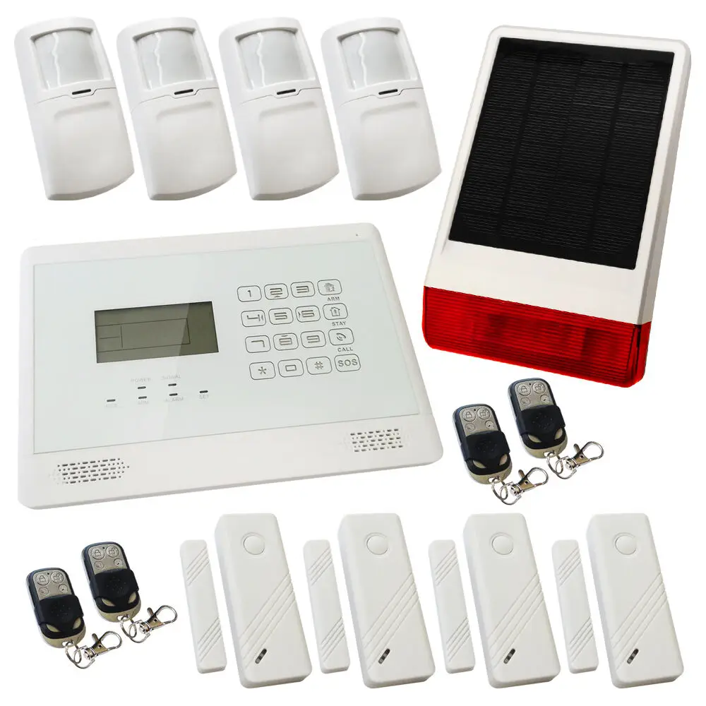 New Wireless&Wired GSM SMS Autodial Intruder Burglar House Alarm Solution with Solar Powered Siren Solar Flash Siren