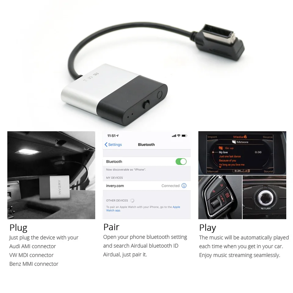 Bluetooth-compatible Car Kit Adapter for Audi 2004-2009 MMI AMI 2G
