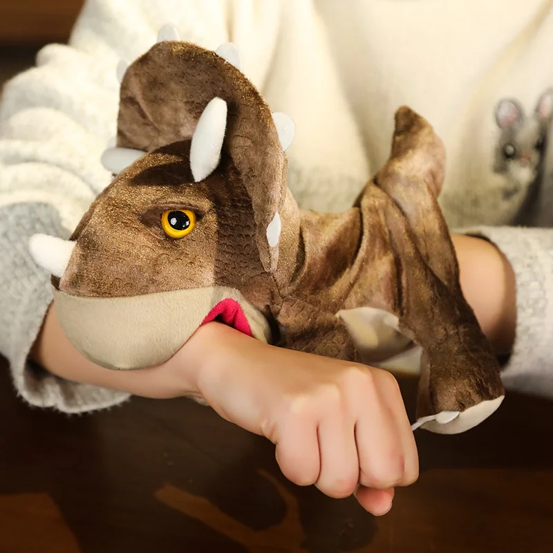 25ซม.การ์ตูนจำลองไดโนเสาร์ Triceratops ตุ๊กตา Boneka Mainan หุ่นมือ Hand-Made วันเกิดของขวัญเด็กเกมตุ๊กตาตุ๊กตาตุ๊กตา