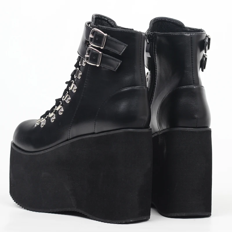 JIALUOWEI 11cm High Heel Unisex\'s Lolita Punk Fashion Gothic Creepers Shoes Halloween Costumes Steampunk Ankle boots Size5-15
