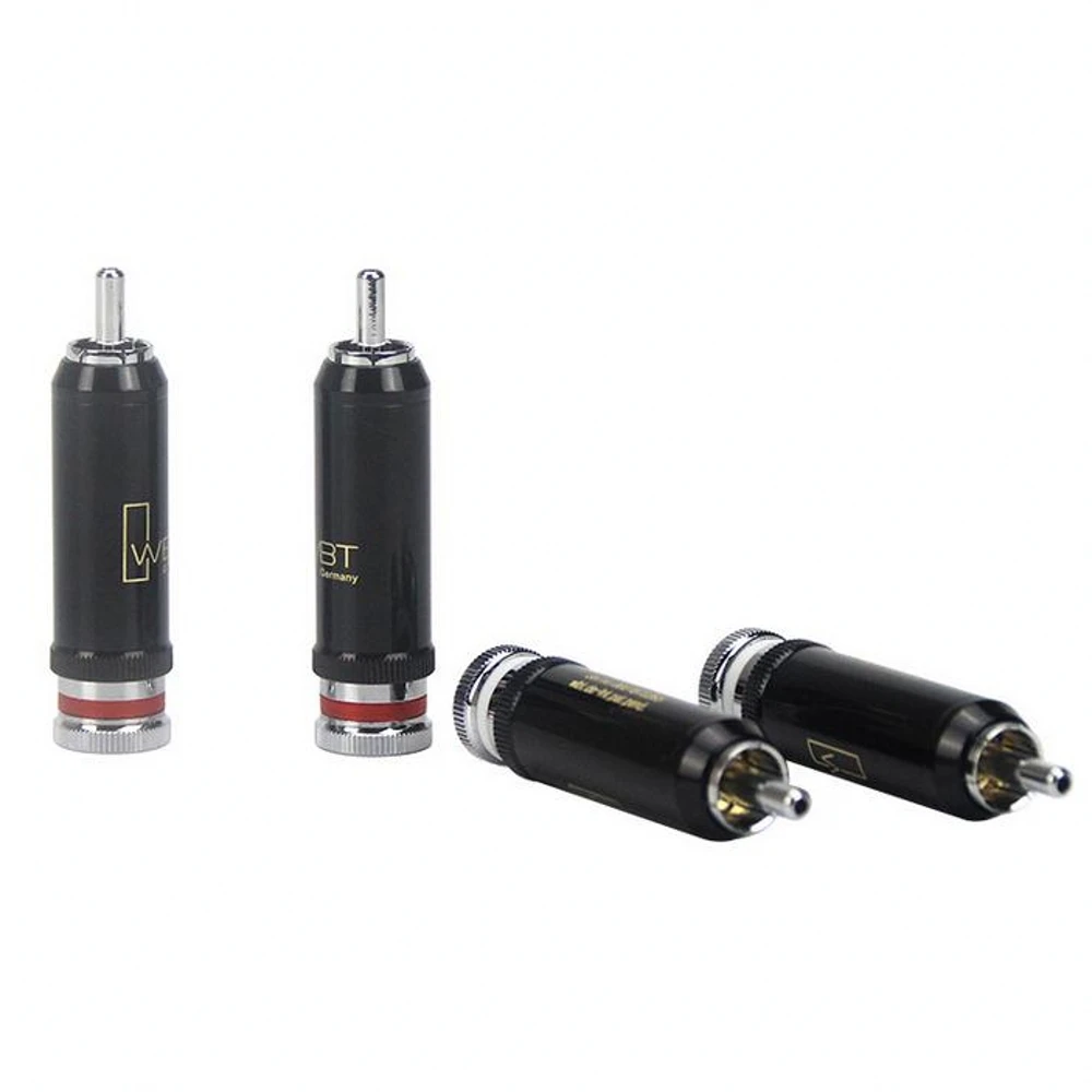 HiFi WBT-0102 silver plated brass rhodium RCA plug lock welded audio / video plug connector TV tuner output plug hi fi DIY