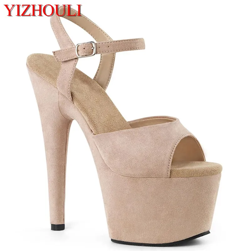 17cm stiletto summer sandals for women, 7in suede wrap, stylish pole dancing sandals