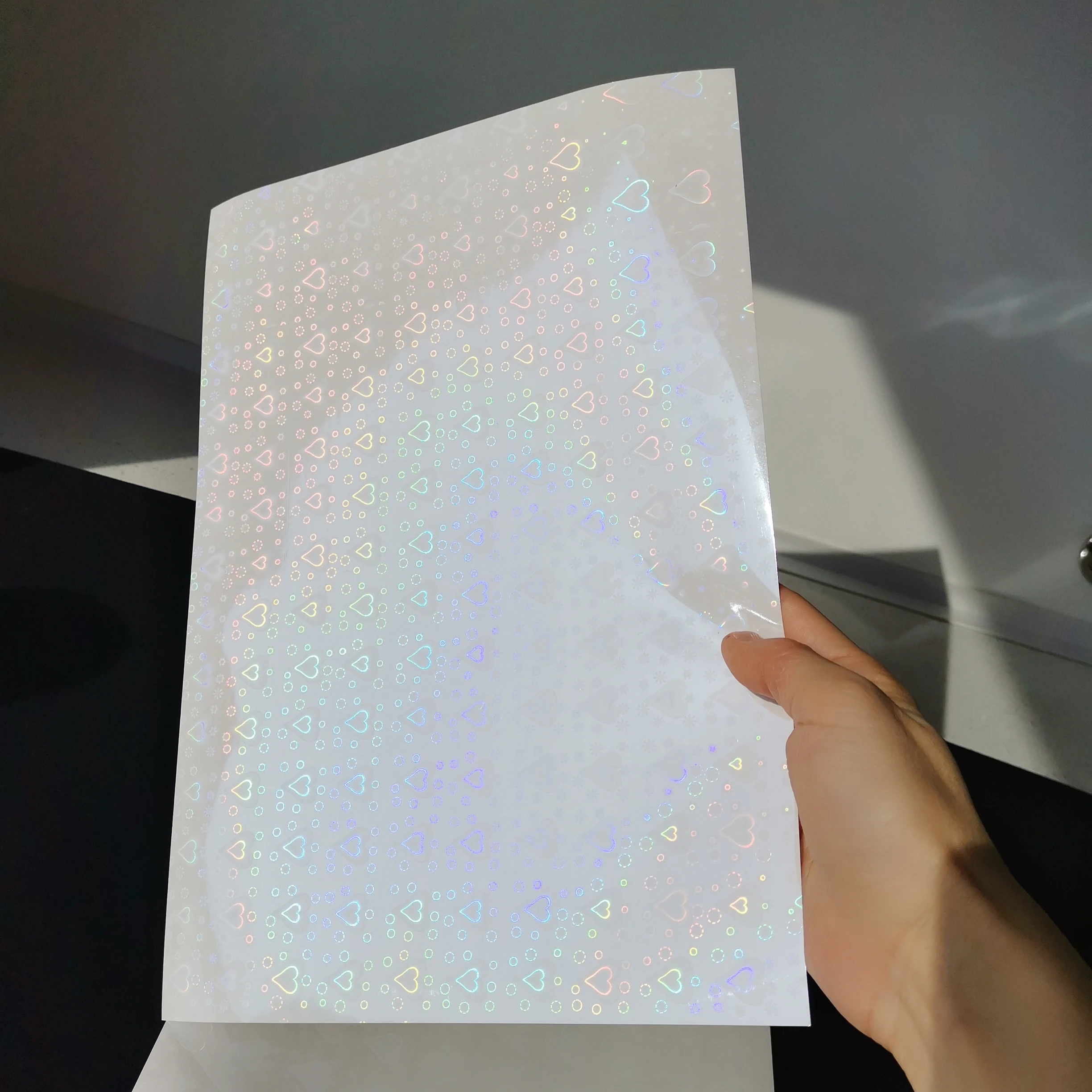 접착 테이프 백 홀로그램 콜드 라미네이팅 종이 플라스틱 210X297mm, DIY 패키지 컬러 카드, 무료 배송, 10 매