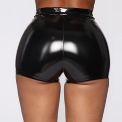 Boxer taille haute en cuir pour femme, sous-vêtement astronomique sexy, short chaud en latex brillant 7.0, sac brillant en PVC saillant, short de hanche