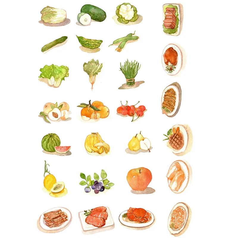 2 pcs/lot Fruits and Vegetables DIY Waterproof Paper Sticker Flakes Stationery Scrapbook Notebook Planner Stickers