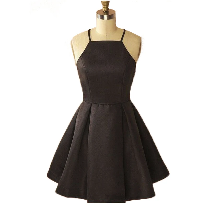 Customized Short Halter Satin Homecoming Dresses with Pockets A-Line Knee Length Graduation Dresses with Bowknot for Teens