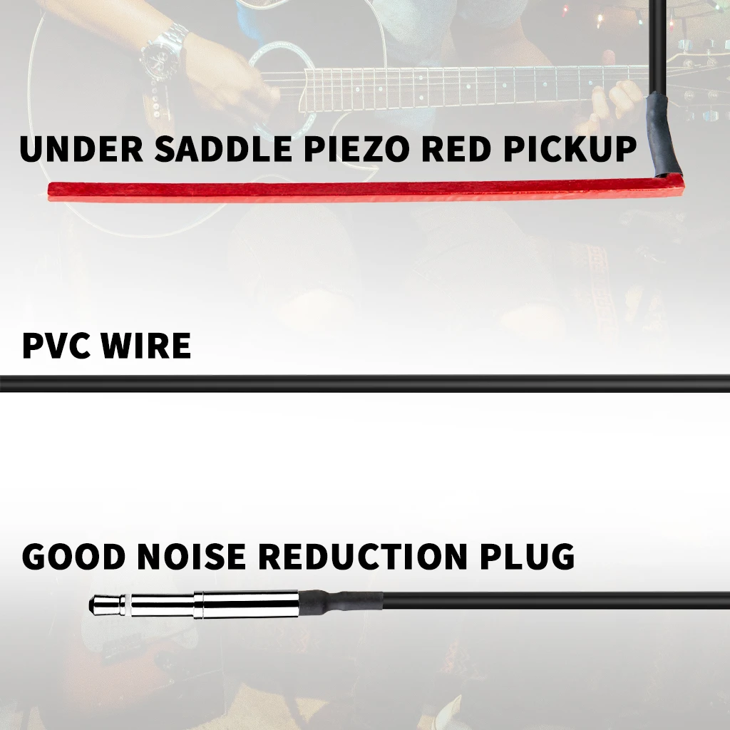 5pcs 67mm Under Saddle Piezo Pickup Classical Acoustic Guitar   Red Transducer  W/ 2.5mm Jack