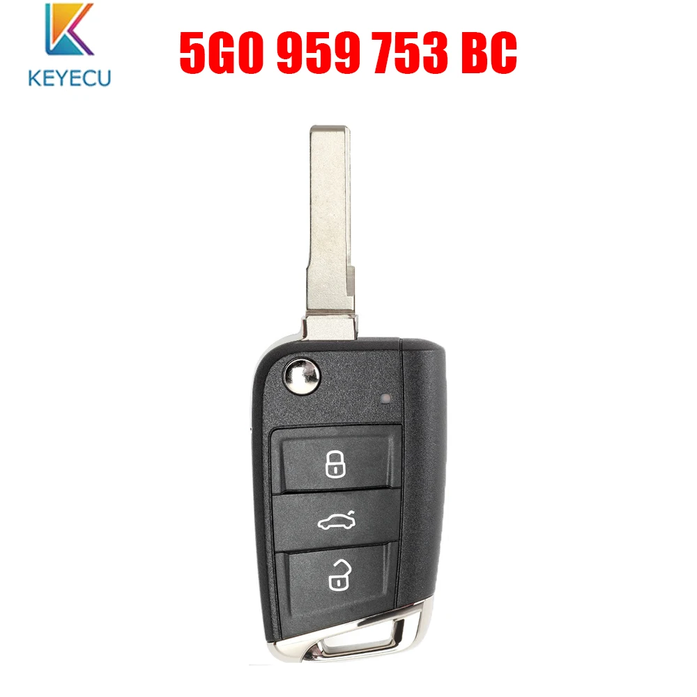 

Keyecu Flip Remote Key Fob 3 Buttons for Volkswagen MQB Golf VII MK7, for Skoda Octavia A7 2017, 5G0 959 753 BC