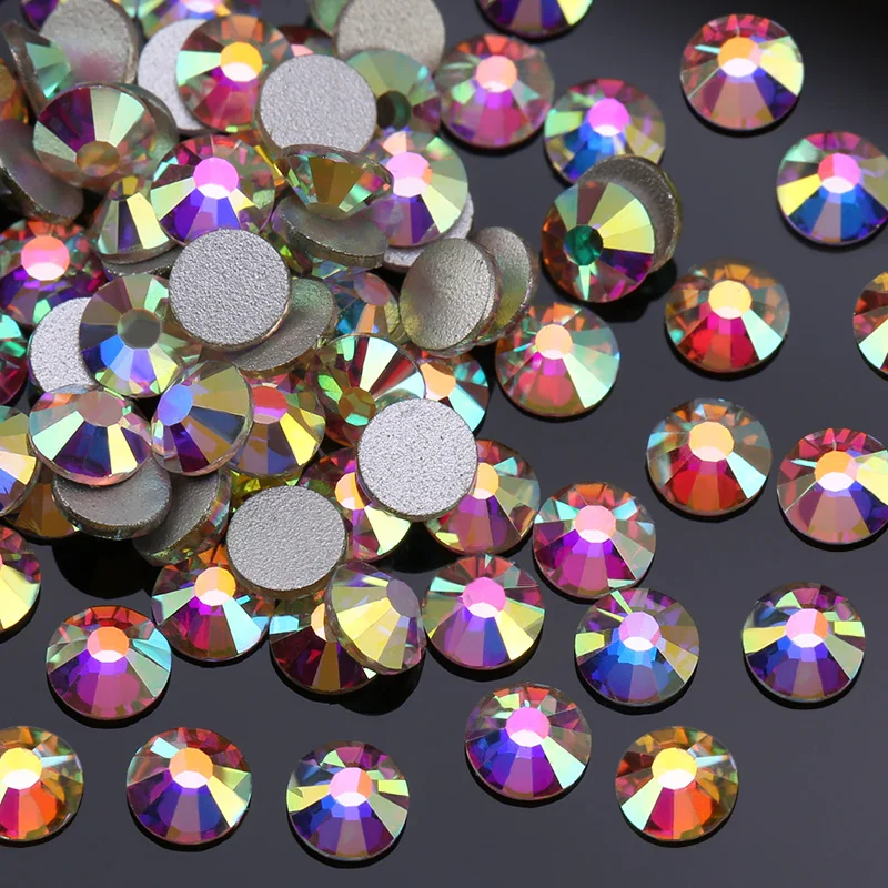 QIAO SS3-SS50 Crystal AB Rhinestones Non Hot Fix Flatback Glitter Strass Nail Art Crystal Garment Rhinestone For Decorations