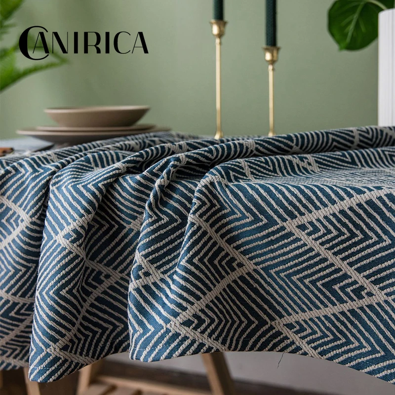 CANIRICA Tablecloth Rectangular Table Cloth Waterproof Table Cover For Kitchen Decoration Mantel Mesa With Tassel Home Decor