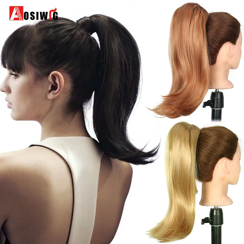 

AOSIWIG European and American Fashion Velcro Synthetic Wig Bandage Straight Hair Slightly Alice Ponytail