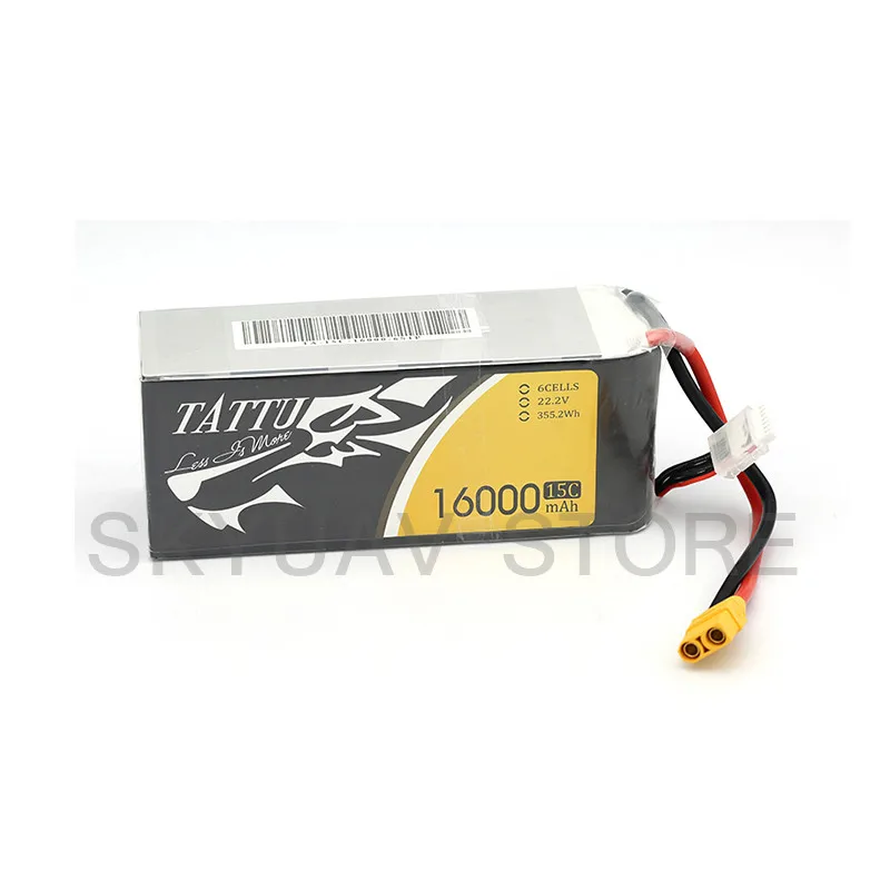 1PCS TATTU 16000mAh 22.2V 6S LiPO Battery 15C for Big Load Multirotor Hexacopter for agricultural drone/ UAV drone