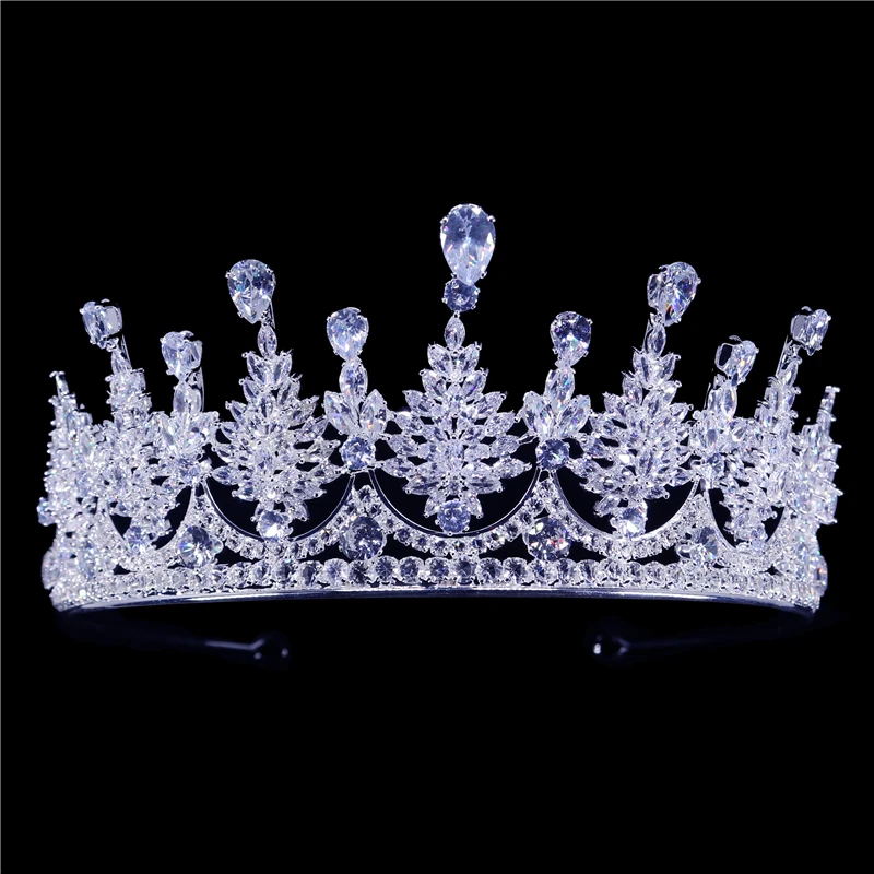 Queen Crowns Zirconia Tiaras Crystal Woman 2021 Shining Princess Diadem Accessories For Pageant Party Bride Wedding Accessories