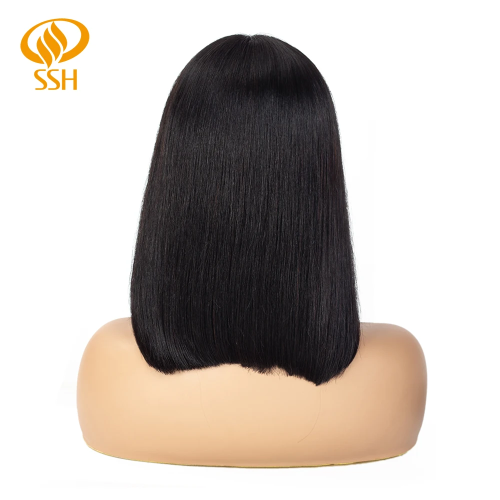 SSH Human Hair Wigs Bob Wigs Middle Part Natural Black Straight Brazilian Remy Short Human Hair Wigs For Black Women