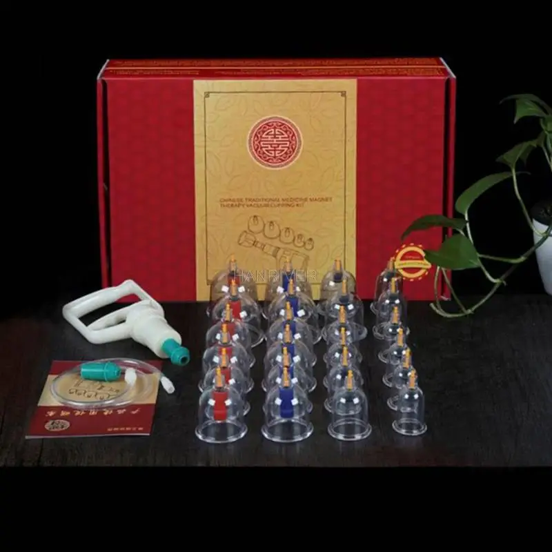 

24 Cups Massage Vacuum Cupping Set Magnetic Aspirating Cupping Cans Acupuncture Massage Suction Cup Chinese Medical Massage Kit