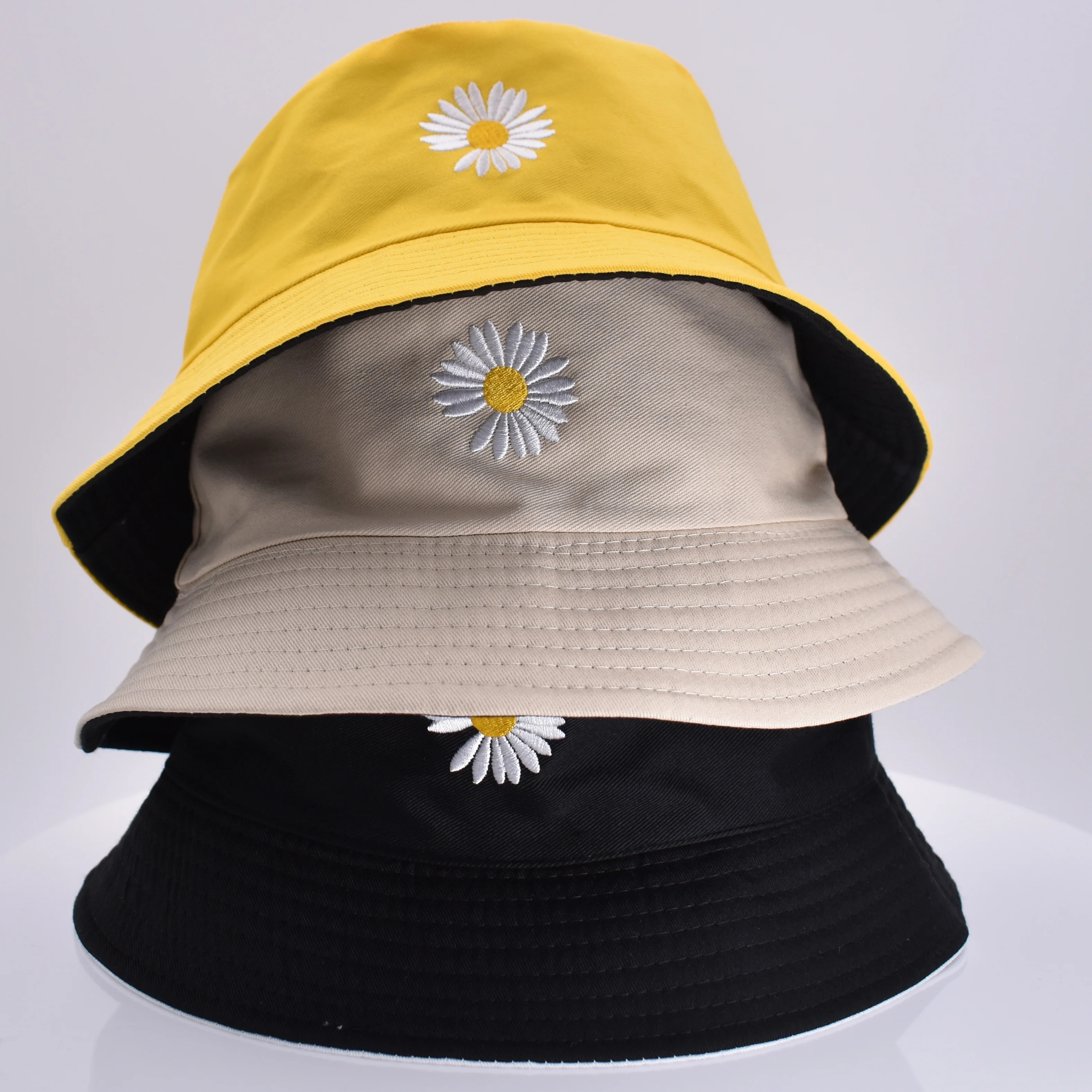 Summer  Daisies Bucket Hat Women Men Cotton  Fashion Sad Boy Cap Girls Double-Sided daisy Bob Sun Femme Floral Panama Hat