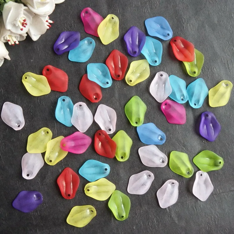 50Pcs 17*24mm Mixed Acrylic Frosted  Flower Leaf Pendants Beads For DIY Jewelry Necklace Bracelet Earring  Accessories Making