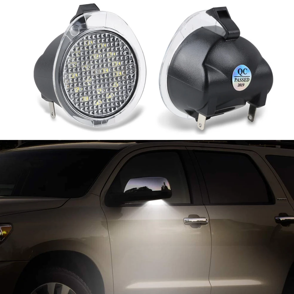 Lumière LED blanche sous le rétroviseur, diamant, étanche, pour Toyota, Tundra 07-18, Sequoia 08-17, Canbus Brave Free, 2 pièces