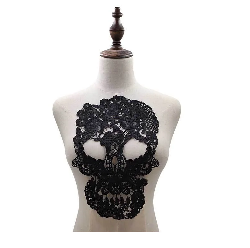 1 piece Skull milk silk embroidery cloth stickers DIY lace accessories water soluble lace corsage three-dimensional hollow