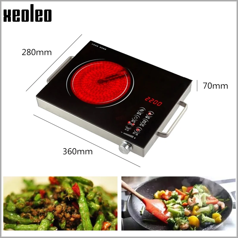 XEOLEO Electric Commercial Ceramic Radiation-free Induction Cooker Household Cooking Stove Suitfor Pot Touch Screen Panel 2000W