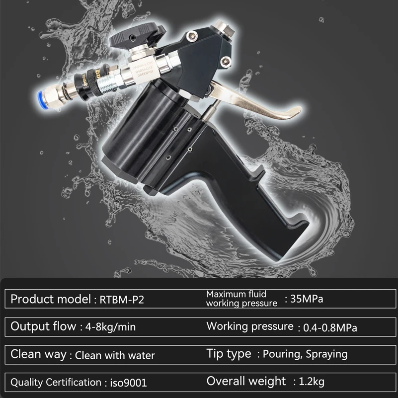 Polyurethane Foam Spray Gun P2 Air Purge PU Foaming Injection AB Two-component High Pressure Coating Spray Gun kit