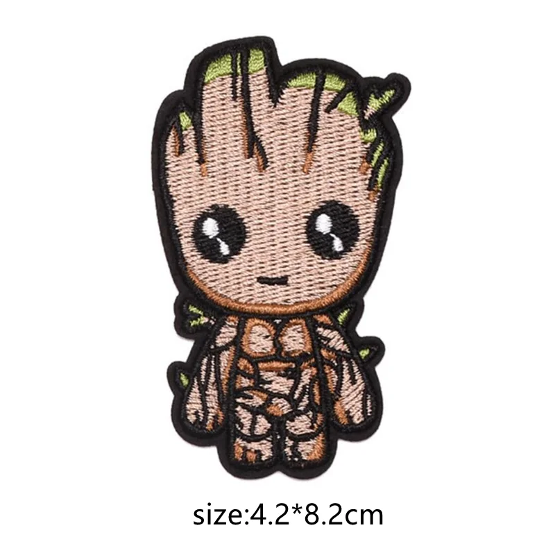 Anime Tree people Groot Iron On Patch Sewing On Embroidered Applique Fabric for Jacket Badge Clothes Stickers