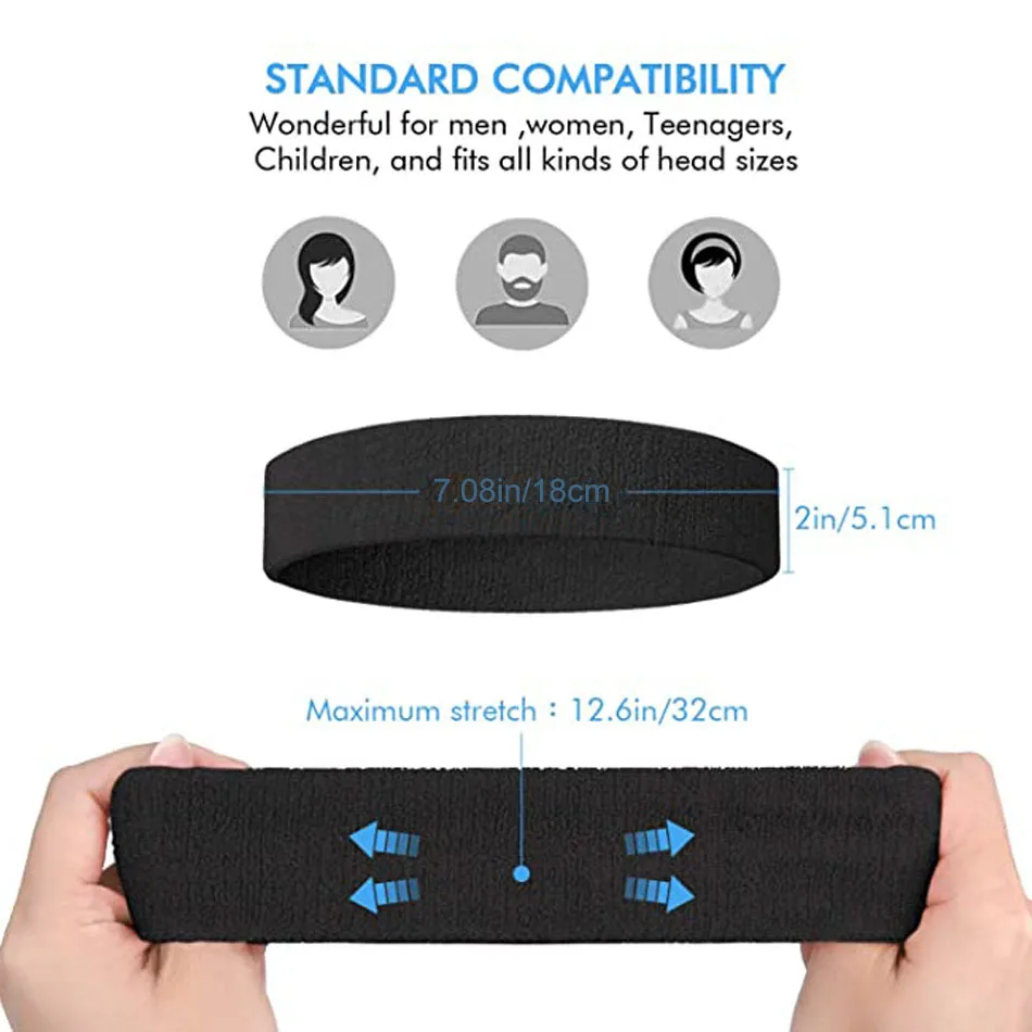 WorthWhile Cotton Athletic Headband Elastic Sweatbands Women Men Basketball Sports Gym Fitness Sweat Band Volleyball Tennis