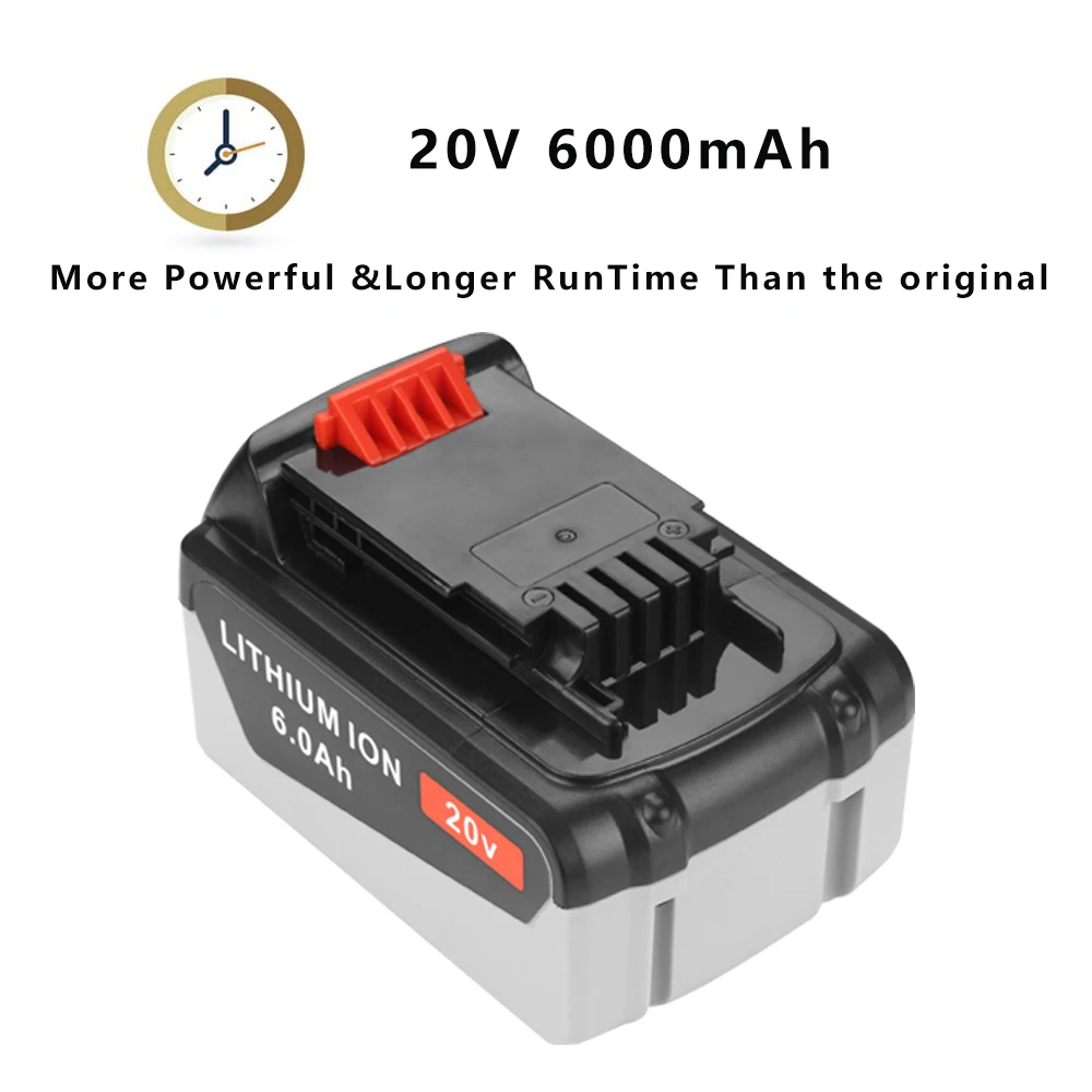 20V 6000mAh Rechargeable Tool Battery Replacement Li-Ion Battery For Black & Decker LBXR20 LB20 LBX20 LB2X402