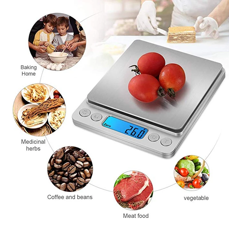 0.01g/0.1g Precision LCD Digital Scales 500g/3000g Mini Electronic Grams Weight Balance Scale for Tea Baking Weighing Scale