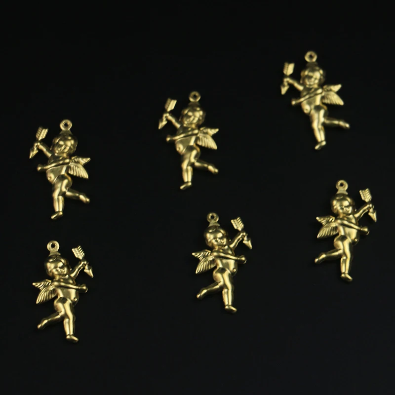 29.3 * 16.4mm stereoscopic single pendant little angel necklace pendant necklace earrings pendant brass jewelry accessories