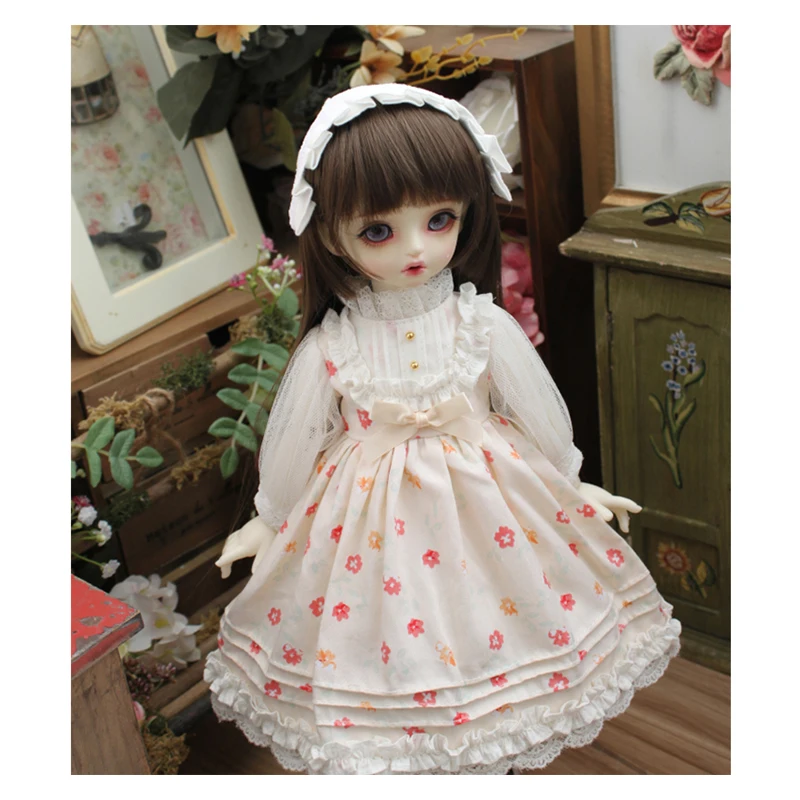 

BJD dress doll western-style dress with lace edge dress + hair band for 1/3 1/4 1/6 BJD SD Blyth doll dress doll accessories