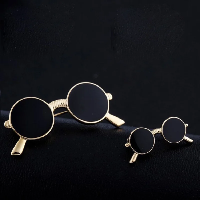 Mini Enamel Oil Glasses Sunglasses Pins Brooches Badge Women Men Suit Dress Shirt Collar Clothing Accessories Party Decoration