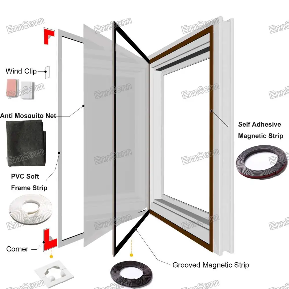 Imagem -03 - Tela de Janela Magnética Ajustável para Janela Anti Mosquito Net Mesh Full Frame Fácil Instalação Faça Você Mesmo 50 cm Largura