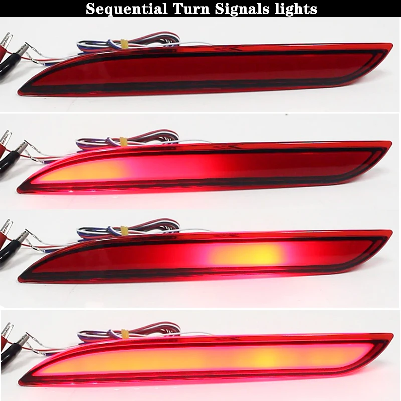 iJDM 3D Optic LED Bumper Reflector Lights For 2015-2017 Ford Mustang Function as Tail/Brake or Rear Fog Lamps Turn Signal Lights