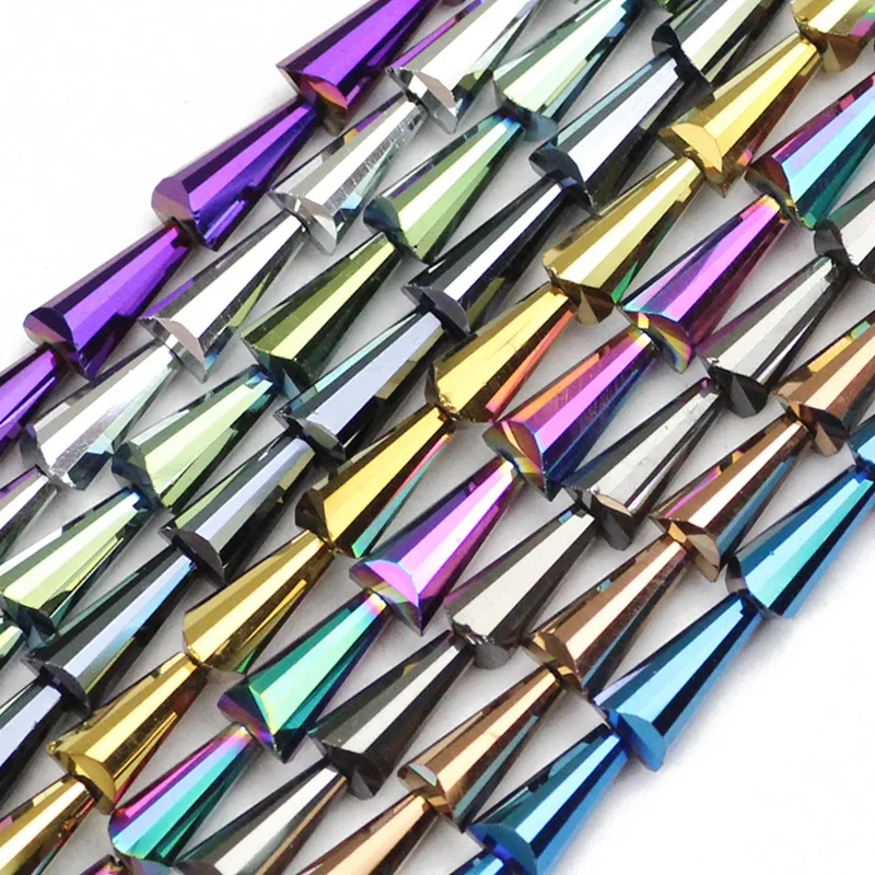 JHNBY Tower Shape Austrian Crystal Beads Conical Spire Loose Beads Glass 6*12mm 48pcs Jewelry Bracelet Making Accessories DIY