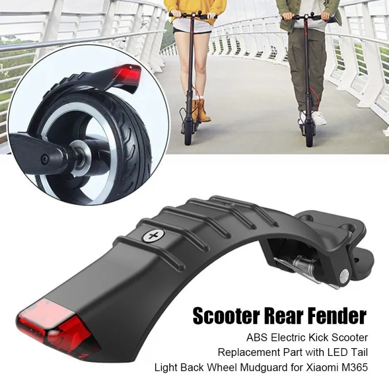 Fender For xiaomi m365 Scooter Rear Fender ABS Electric Kick Scooter Replacement Part with LED Tail Light Back Wheel Mudguard