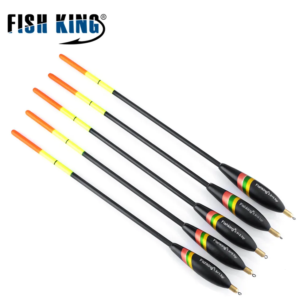 FISH KING 5 styles Barguzinsky Fir Bobber Fishing Float Mixed Size 20cm-26.5cm Copper Ocean Rock Buoy Carp Fishing Tackle