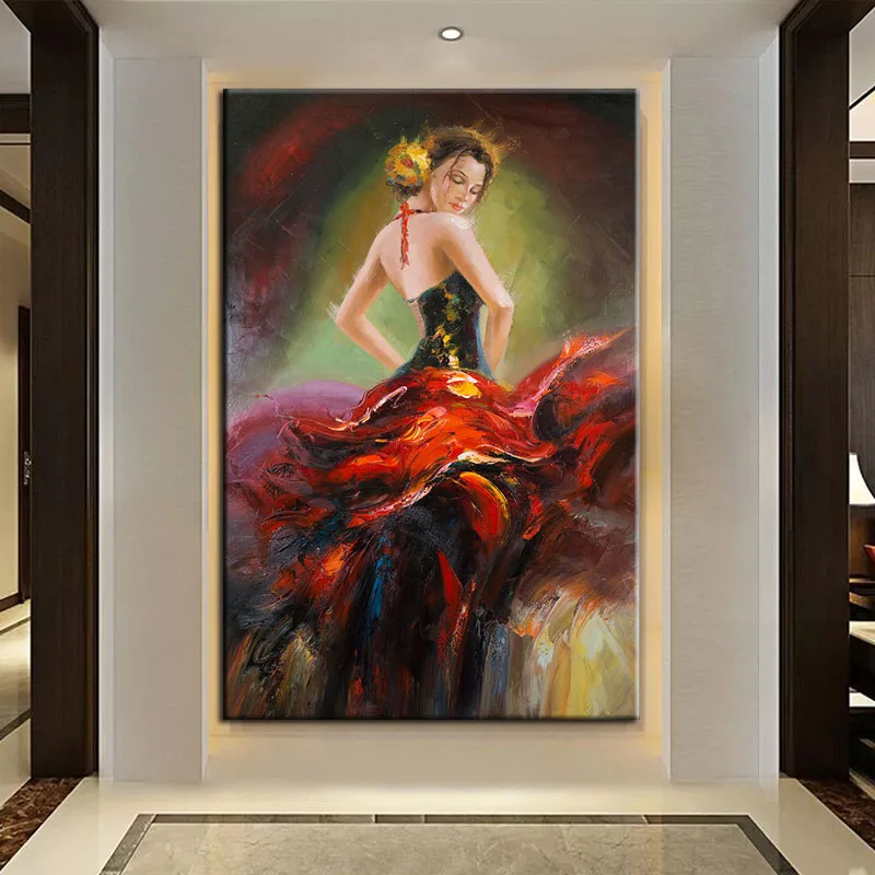 

Handpainted Oil Painting Abstract Sexy Dancing Girl Wall Pictures On Canvas Wall Art For Living Room Home Decor No Framed