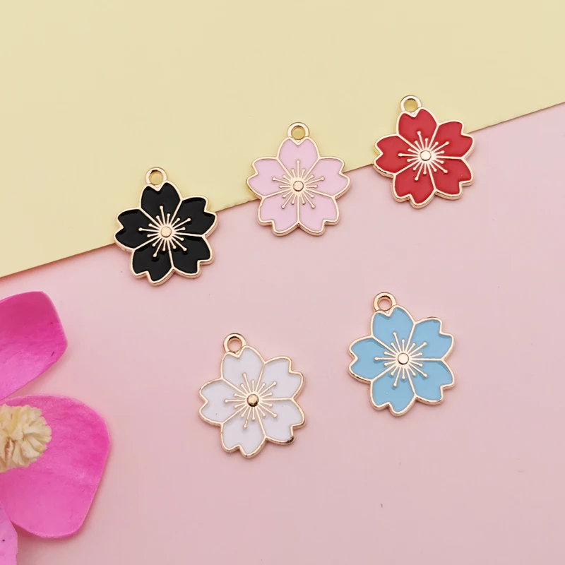 ApeUr 10Pcs Colorful Enamel Flower Charms Pendant For Women DIY Jewelry Earrings Necklace Accessories 18*20mm