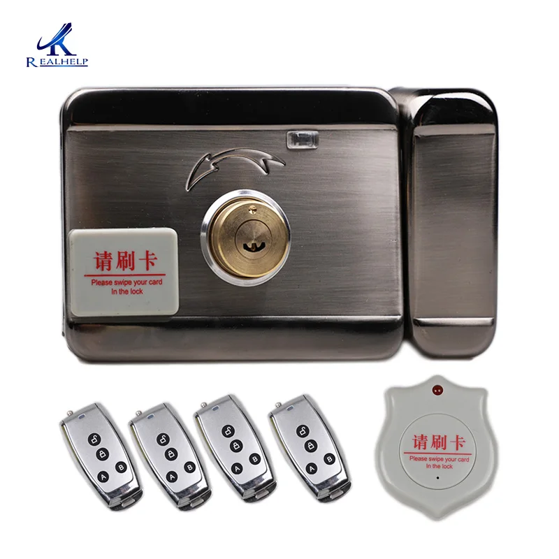 DC12V lock Automatic Swipe Card Lock System 125KHZ RFID Smart Lock Keycard Entry Systems 1000Users Keyless Lock Factory