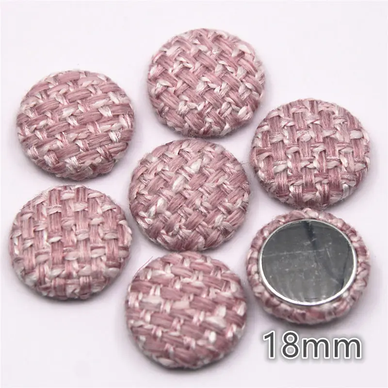 30pcs 18mm Tweed Plaid Fabric Covered Multiple Color Round Flackback Buttons Home Garden Crafts Cabochon Scrapbooking