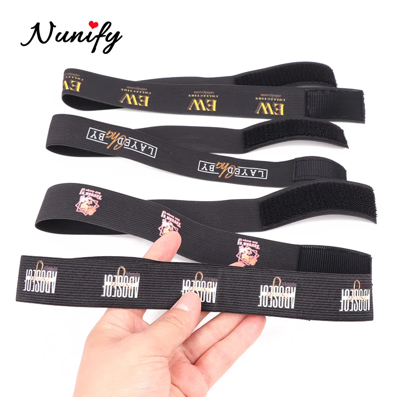 Nunify 5 pz/lotto bordo fascia elastica bordi neri capelli avvolgere per capelli del bambino, parrucca fascia per capelli con Velcro bordo regolabile che pone banda