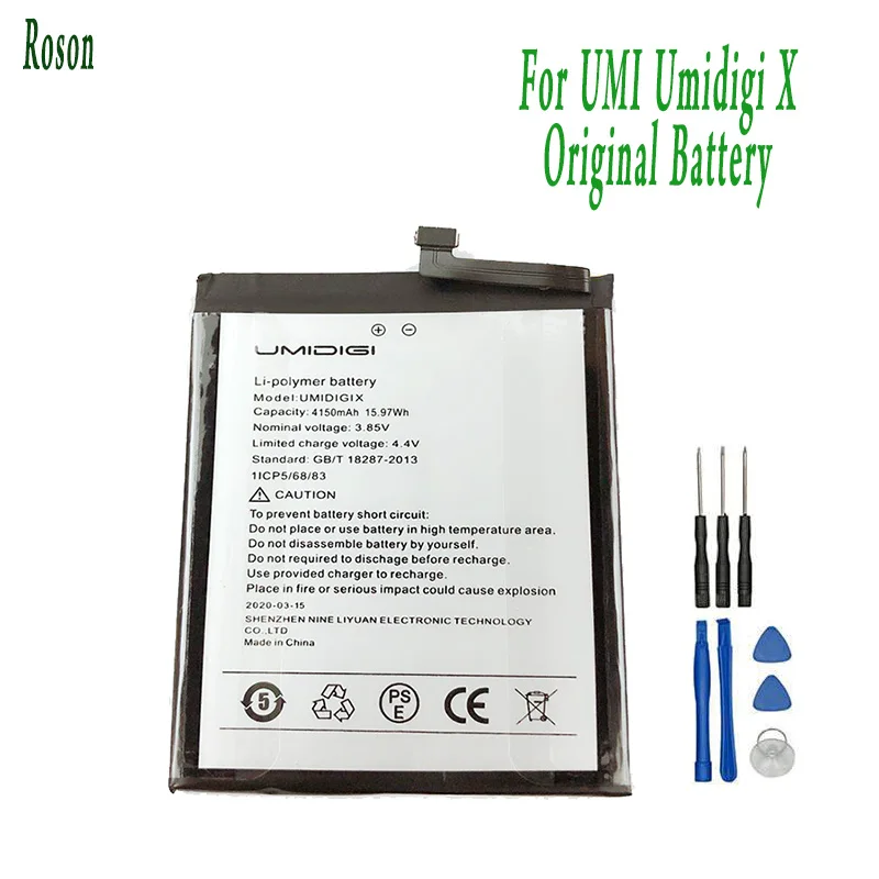 

Roson for UMI Umidigi X Battery 4150mAh 100% New Replacement Parts Phone Accessory Accumulators With Tools