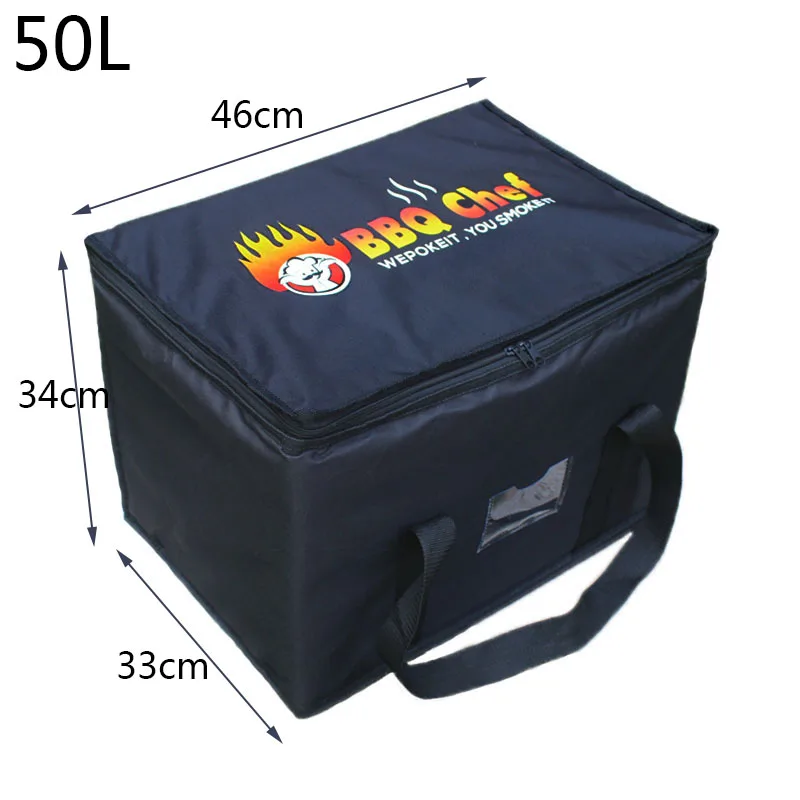 50L Extra Large Cooler Bag Car Ice Pack Insulated Thermal Lunch Pizza Bag Fresh Food Delivery Container Refrigerator Bag