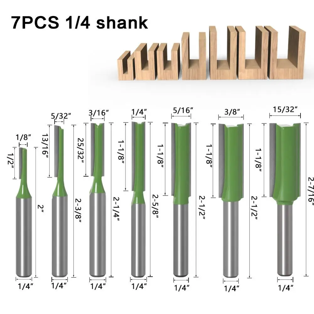 Broca de carburo de tungsteno para madera, juego de herramientas para trabajar la madera, vástago de 1-7 uds, 1/4 pulgadas