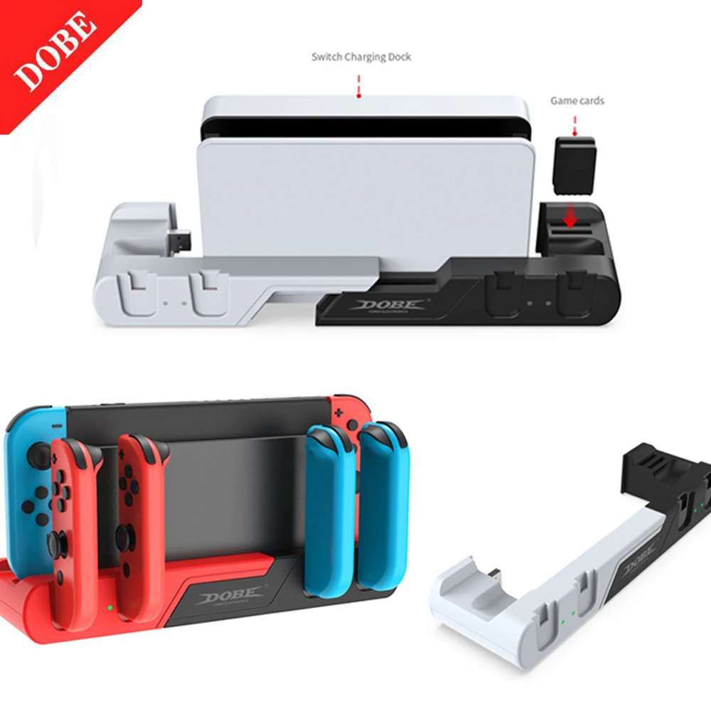 แบบพกพา6 In 1 Charger Station สำหรับ Ns Switch Oled คอนโทรลเลอร์ Joycon ที่อยู่อาศัยแท่นชาร์จ4 Joycon 2เกมยืน