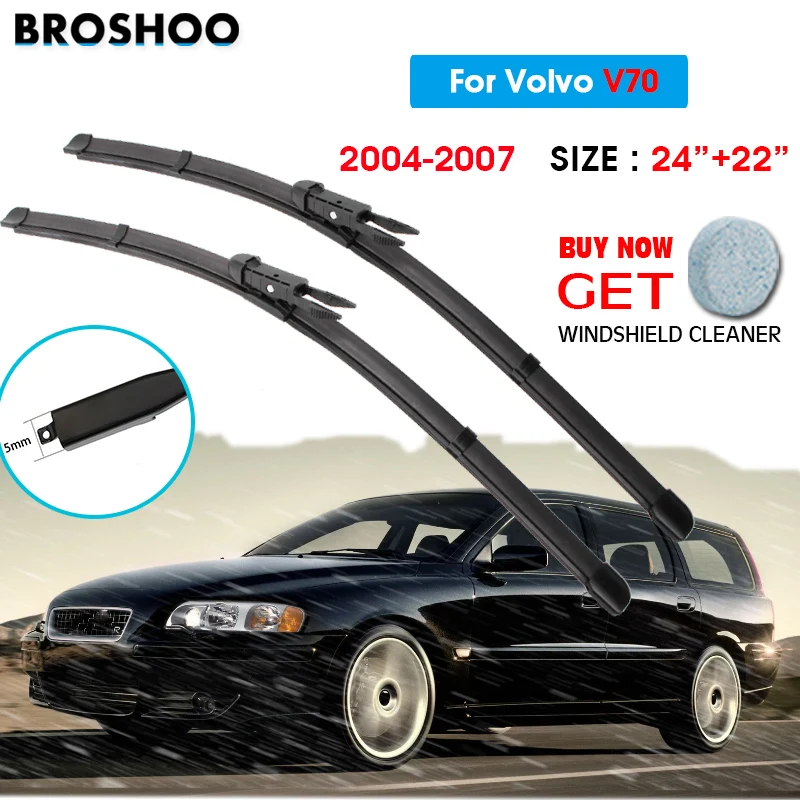 

Щетка стеклоочистителя автомобиля для Volvo V70 24 "+ 22" 2004-2007 Авто Стеклоочистители для лобового стекла лезвия для мытья окон подходит для защелк...