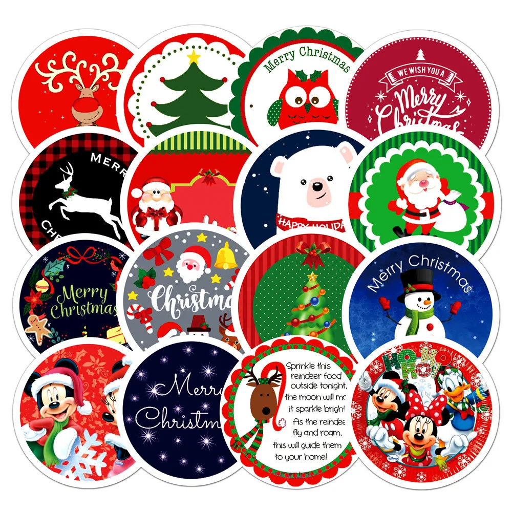 10/30/60pcs  Cartoon Christmas Personalized Decoration Graffiti  Classic Santa Claus Reindeer Gift  Sticker Envelope Cute Kids